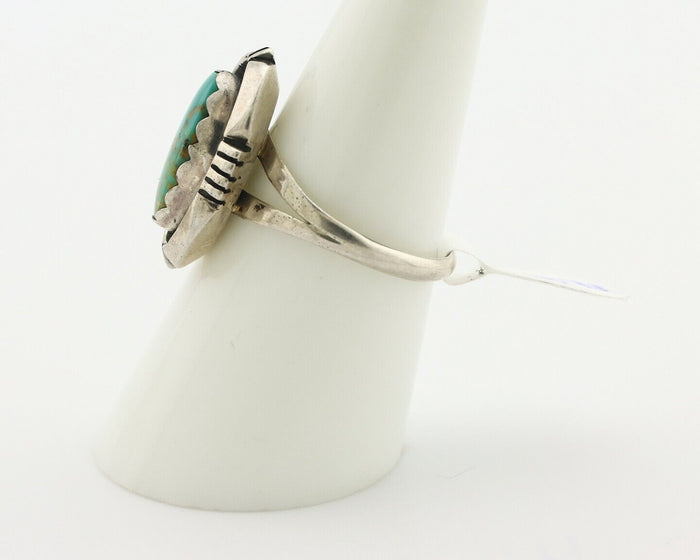 Navajo Ring .925 Silver Blue Gem Turquoise Native American Artist C.80's