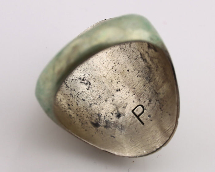 Navajo Ring 925 Silver Blue Sleeping Beauty Turquoise Artist Signed P C.80's