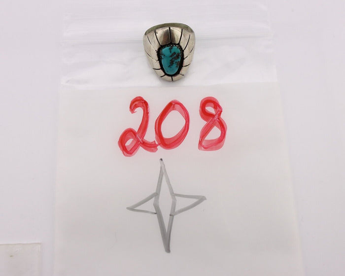 Navajo Ring 925 Silver Blue Sleeping Beauty Turquoise Artist Signed P C.80's