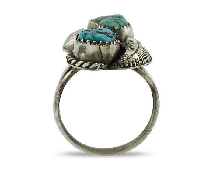 Navajo Ring 925 Silver Blue Sleeping Beauty Turquoise Native Artist C.80's