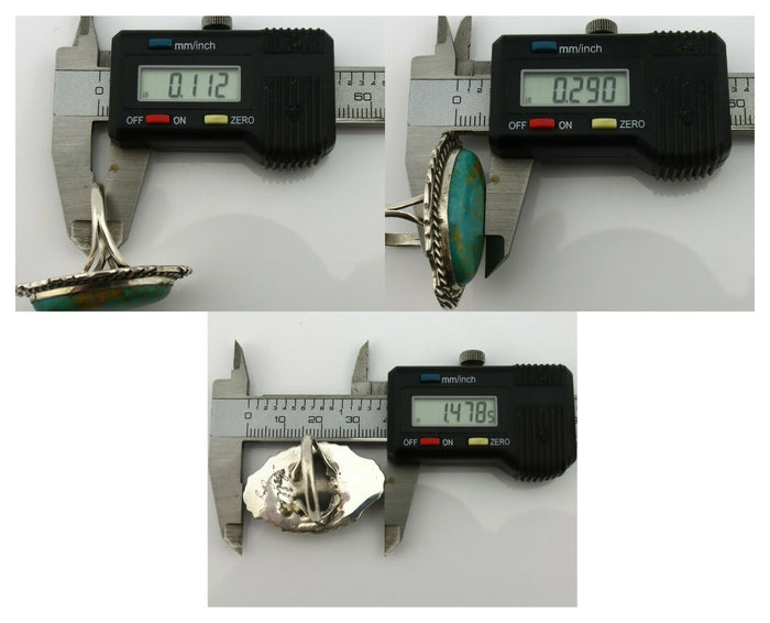 Navajo Ring .925 Silver Blue Southwest Turquoise Artist Billy Eagle C.80's