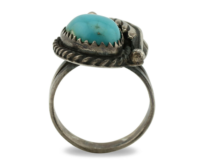 Navajo Ring .925 Silver Blue Turquoise Native American Artist C.1980's