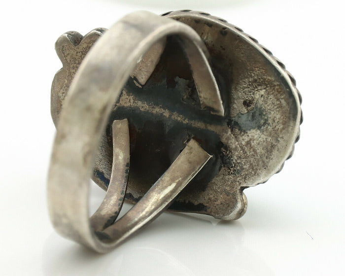 Navajo Ring .925 Silver Blue Turquoise Native American Artist C.1980's