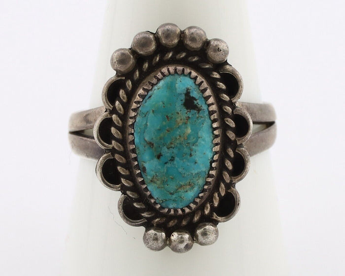 Navajo Ring 925 Silver Blue Turquoise Native American Artist C.80's