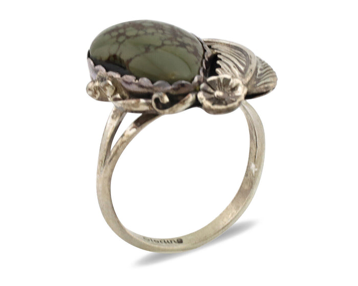 Navajo Ring .925 Silver Damele Turquoise Native American Artist C.1980's