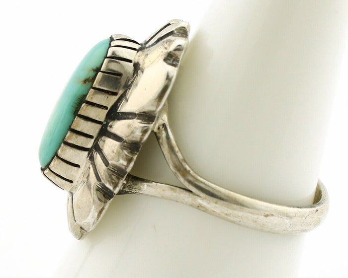 Navajo Ring .925 Silver Green Turquoise Artist Signed M Montoya C.80's