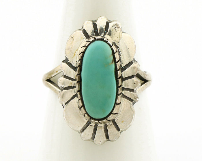 Navajo Ring .925 Silver Green Turquoise Artist Signed M Montoya C.80's