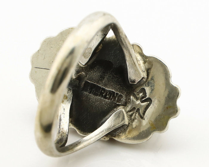 Navajo Ring .925 Silver Green Turquoise Artist Signed M Montoya C.80's