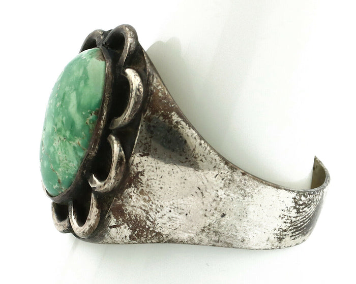 Navajo Ring .925 Silver Green Turquoise Native American Artist C.80's