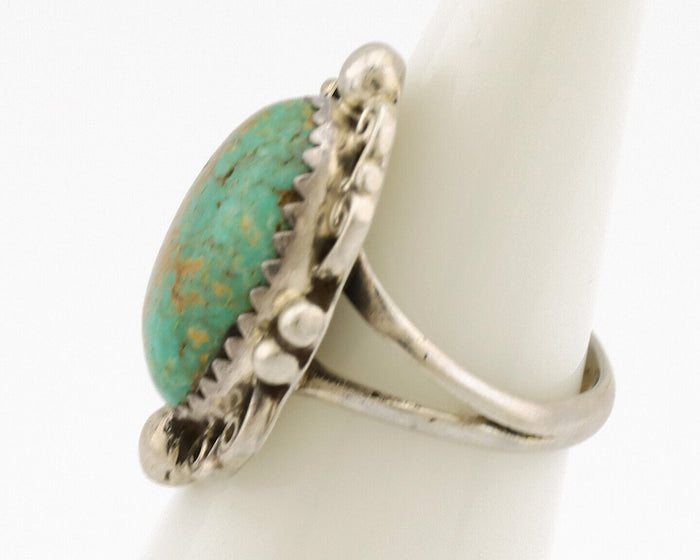 Navajo Ring .925 Silver Kingman Green Turquoise Signed Billy Eagle C.80's