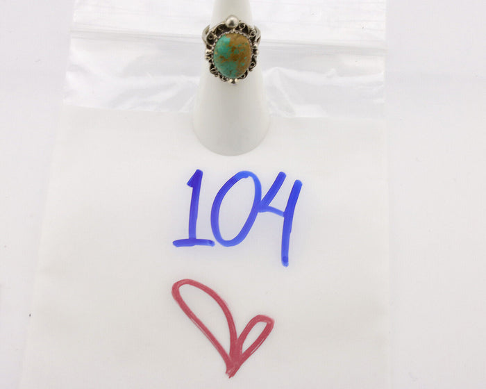 Navajo Ring .925 Silver Kingman Green Turquoise Signed Billy Eagle C.80's