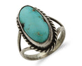Navajo Ring 925 Silver Kingman Turquoise Artist Native American Signed C.80's