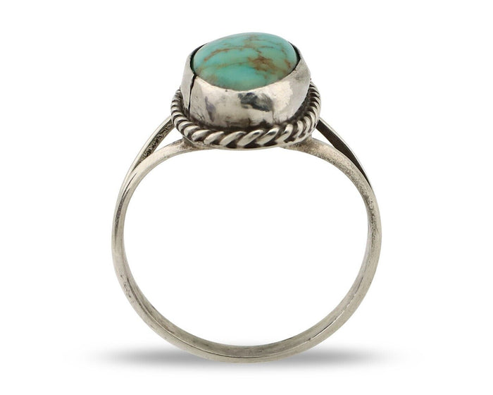 Navajo Ring 925 Silver Kingman Turquoise Artist Native American Signed C.80's