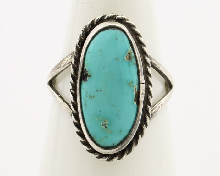 Navajo Ring 925 Silver Kingman Turquoise Artist Native American Signed C.80's