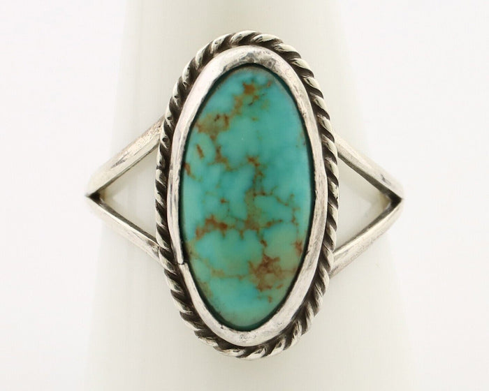 Navajo Ring 925 Silver Kingman Turquoise Artist Native American Signed C.80's