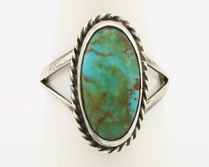 Navajo Ring 925 Silver Kingman Turquoise Artist Native American Signed C.80's