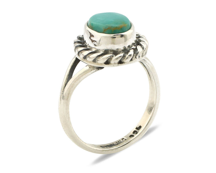 Navajo Ring .925 Silver Kingman Turquoise Artist Signed Gecko C.90's