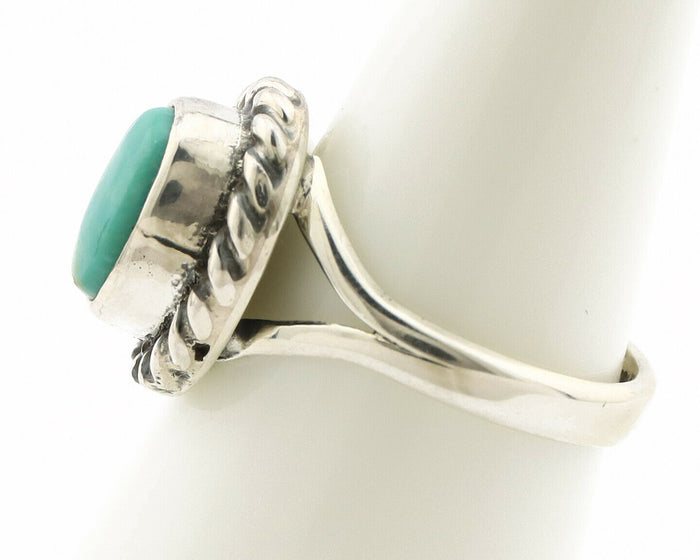 Navajo Ring .925 Silver Kingman Turquoise Artist Signed Gecko C.90's