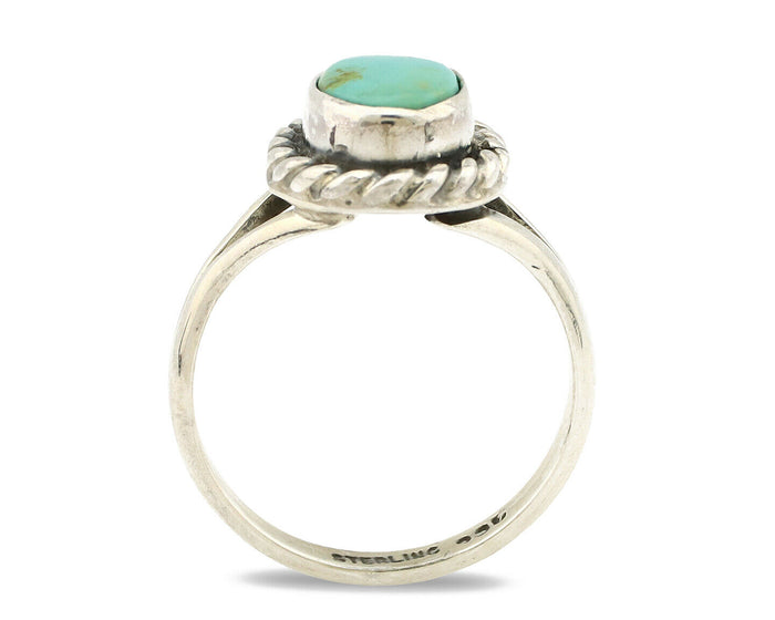 Navajo Ring .925 Silver Kingman Turquoise Artist Signed Gecko C.90's