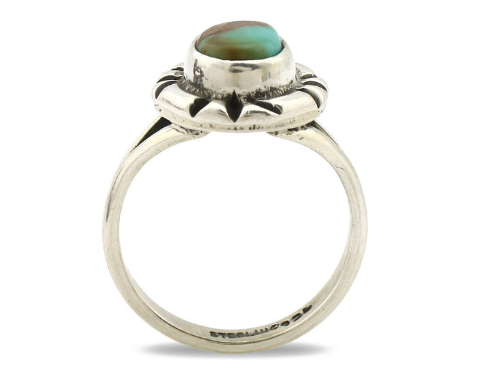 Navajo Ring .925 Silver Kingman Turquoise Artist Signed Gecko C.90's