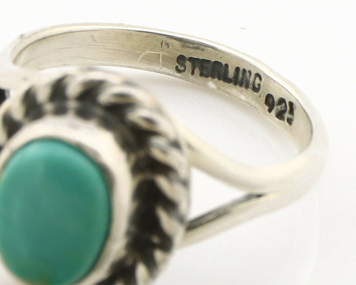 Navajo Ring .925 Silver Kingman Turquoise Artist Signed Gecko C.90's