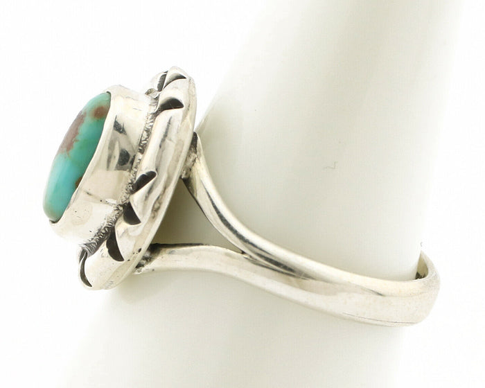 Navajo Ring .925 Silver Kingman Turquoise Artist Signed Gecko C.90's