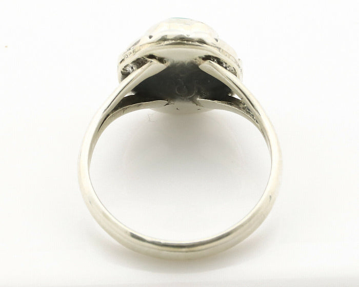 Navajo Ring .925 Silver Kingman Turquoise Artist Signed Gecko C.90's