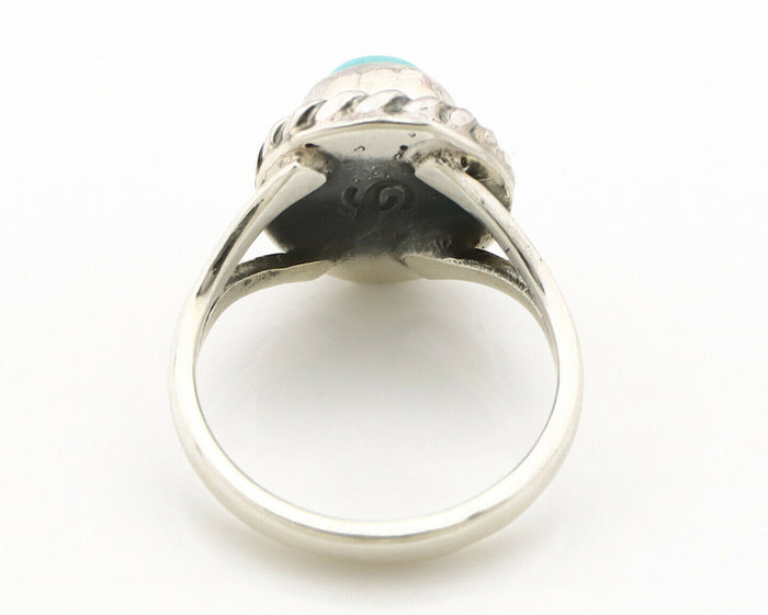 Navajo Ring .925 Silver Kingman Turquoise Artist Signed Gecko C.90's