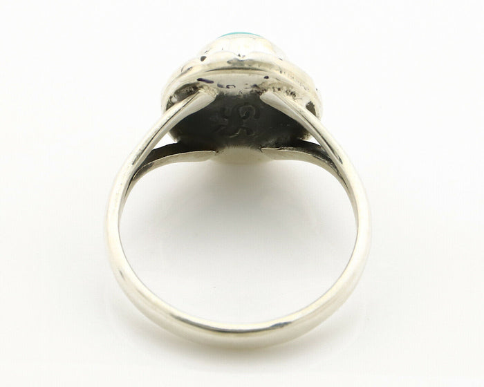 Navajo Ring .925 Silver Kingman Turquoise Artist Signed Gecko C.90's