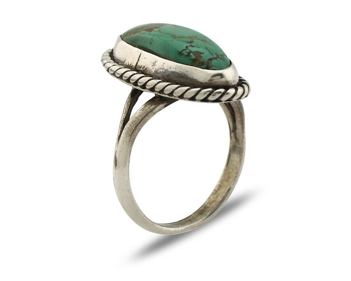 Navajo Ring 925 Silver Kingman Turquoise Artist Signed M Montoya C.80's