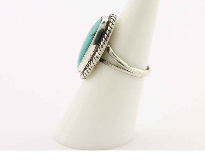 Navajo Ring 925 Silver Kingman Turquoise Artist Signed M Montoya C.80's