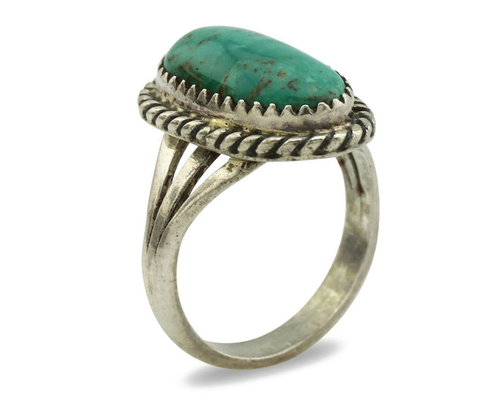 Navajo Ring .925 Silver Kingman Turquoise Native American Artist C.1980's