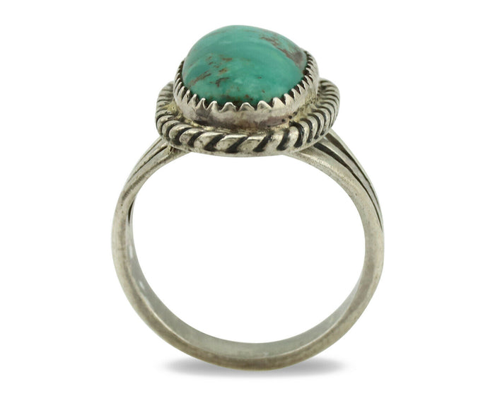 Navajo Ring .925 Silver Kingman Turquoise Native American Artist C.1980's