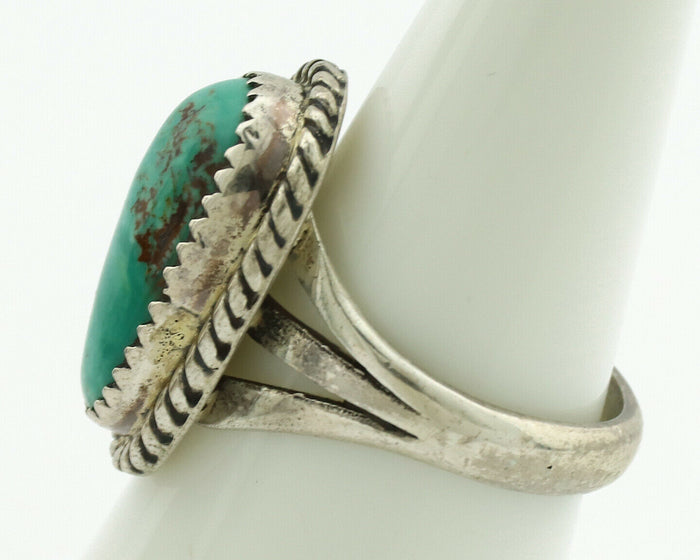 Navajo Ring .925 Silver Kingman Turquoise Native American Artist C.1980's