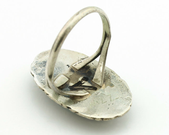 Navajo Ring .925 Silver Kingman Turquoise Native American Artist C.1980's