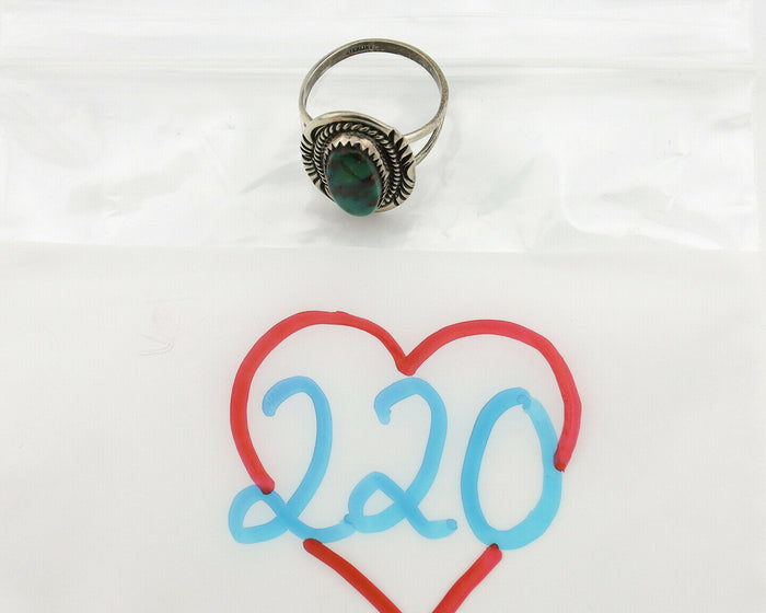 Navajo Ring .925 Silver Kingman Turquoise Native American Artist C.1980's