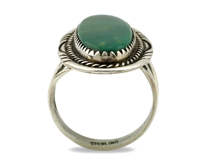 Navajo Ring .925 Silver Kingman Turquoise Native American Artist C.80's