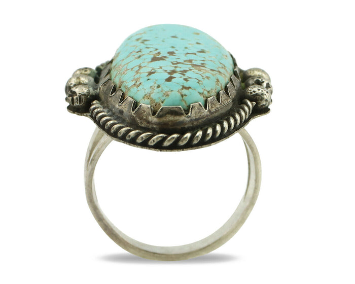 Navajo Ring .925 Silver Kingman Turquoise Native American Artist C.80's