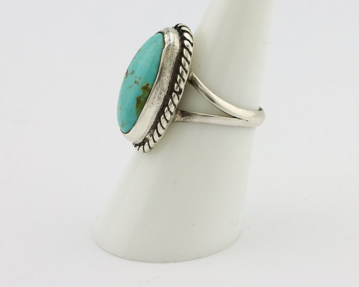 Navajo Ring 925 Silver Kingman Turquoise Native American Artist C.80's