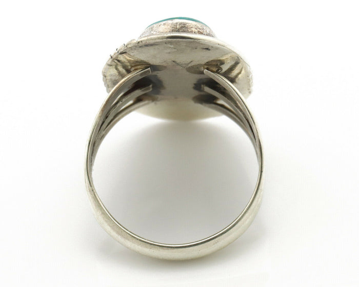 Navajo Ring .925 Silver Kingman Turquoise Native American Artist C.80's