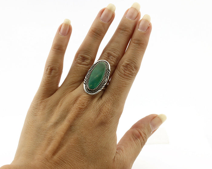 Navajo Ring .925 Silver Kingman Turquoise Native American Artist C.80's