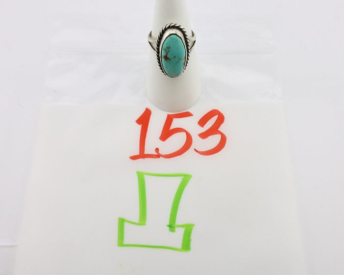 Navajo Ring 925 Silver Kingman Turquoise Native American Artist C.80's