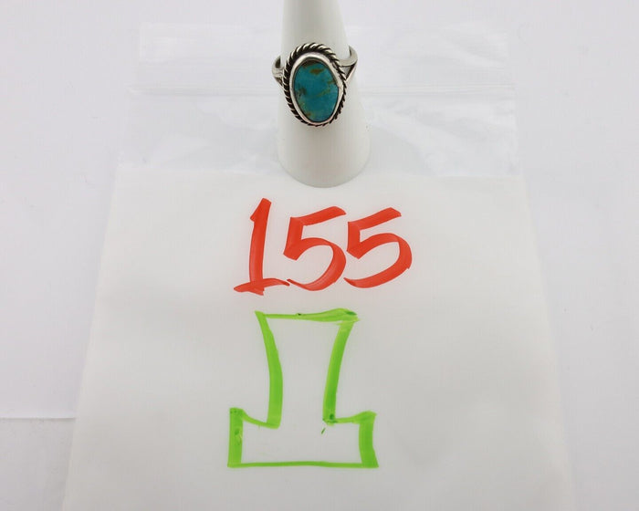 Navajo Ring 925 Silver Kingman Turquoise Native American Artist C.80's
