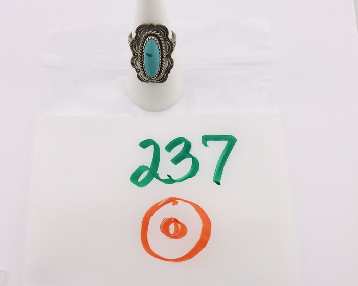 Navajo Ring .925 Silver Manassas Turquoise Native American Artist C.80's