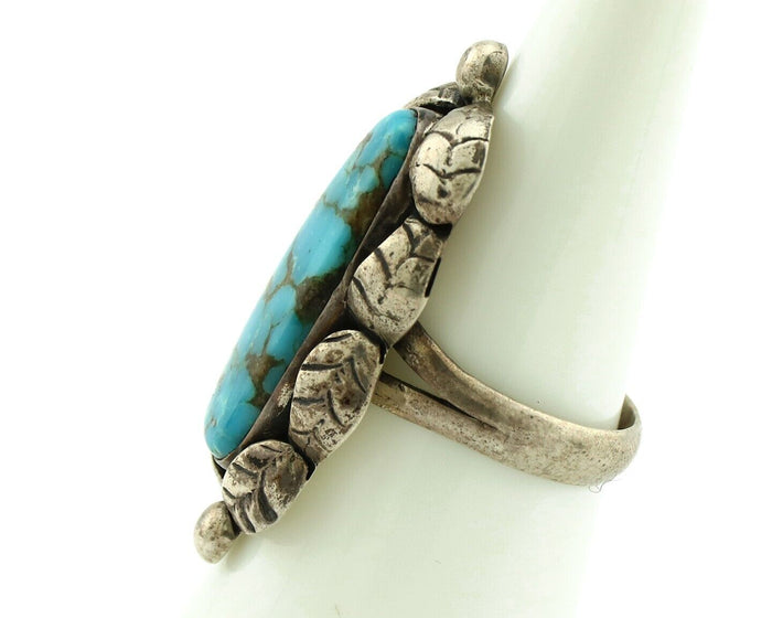 Navajo Ring 925 Silver Morenci Turquoise Native American Artist C.80's