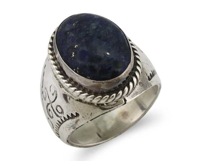 Navajo Ring 925 Silver Natural Blue Lapis Lazuli Native American Artist C.80's
