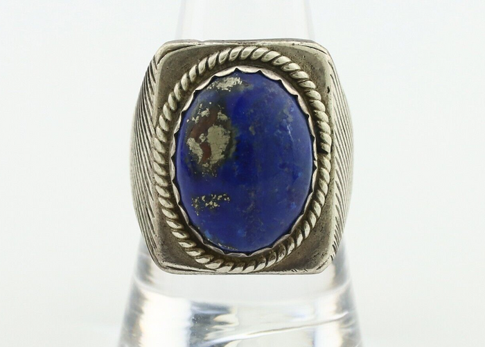 Navajo Ring 925 Silver Natural Blue Lapis Lazuli Native American Artist C.80's