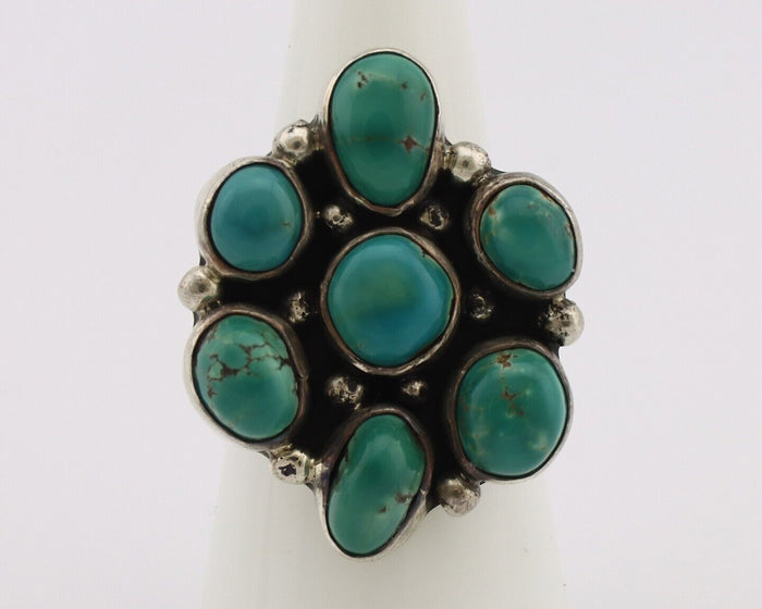 Navajo Ring .925 Silver Natural Blue Turquoise Artist Signed LP C.80's