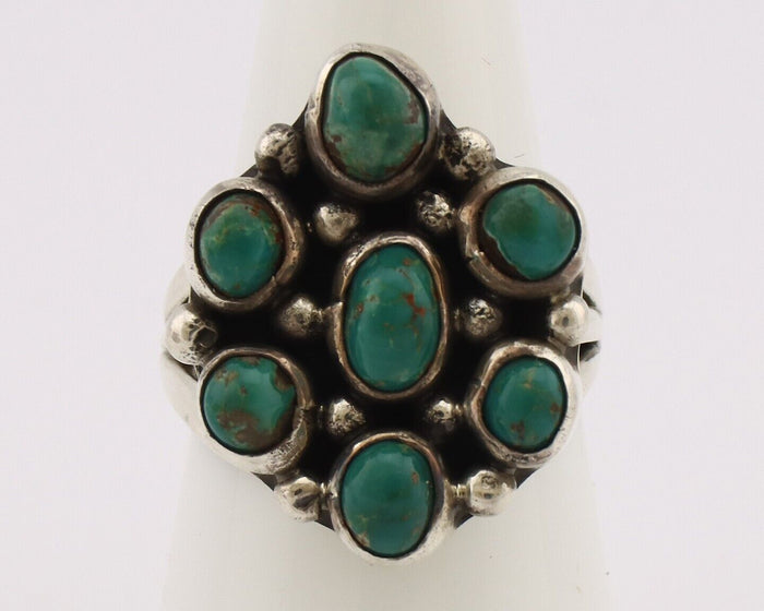Navajo Ring .925 Silver Natural Blue Turquoise Artist Signed LP C.80's
