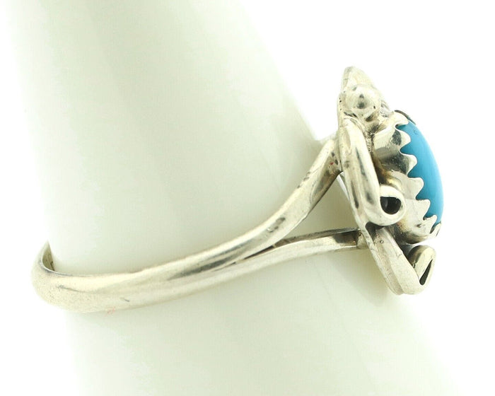 Navajo Ring .925 Silver Natural Blue Turquoise Artist Signed SN C.80's